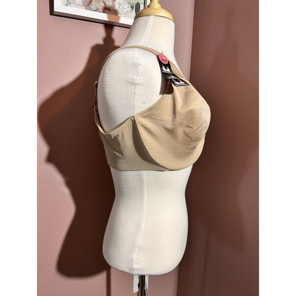 Lilyette By Bali Minimizer Underwire Bra 42DDD Lace Trim Unpadded Beige New - Picture 8 of 8